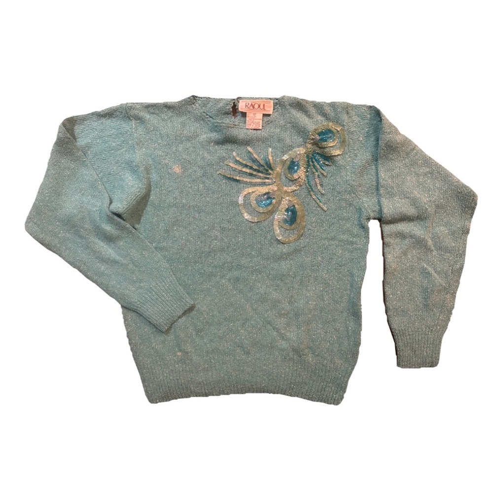 Snazzy Vintage Raglan Silk Angora Sequin Sweater size M